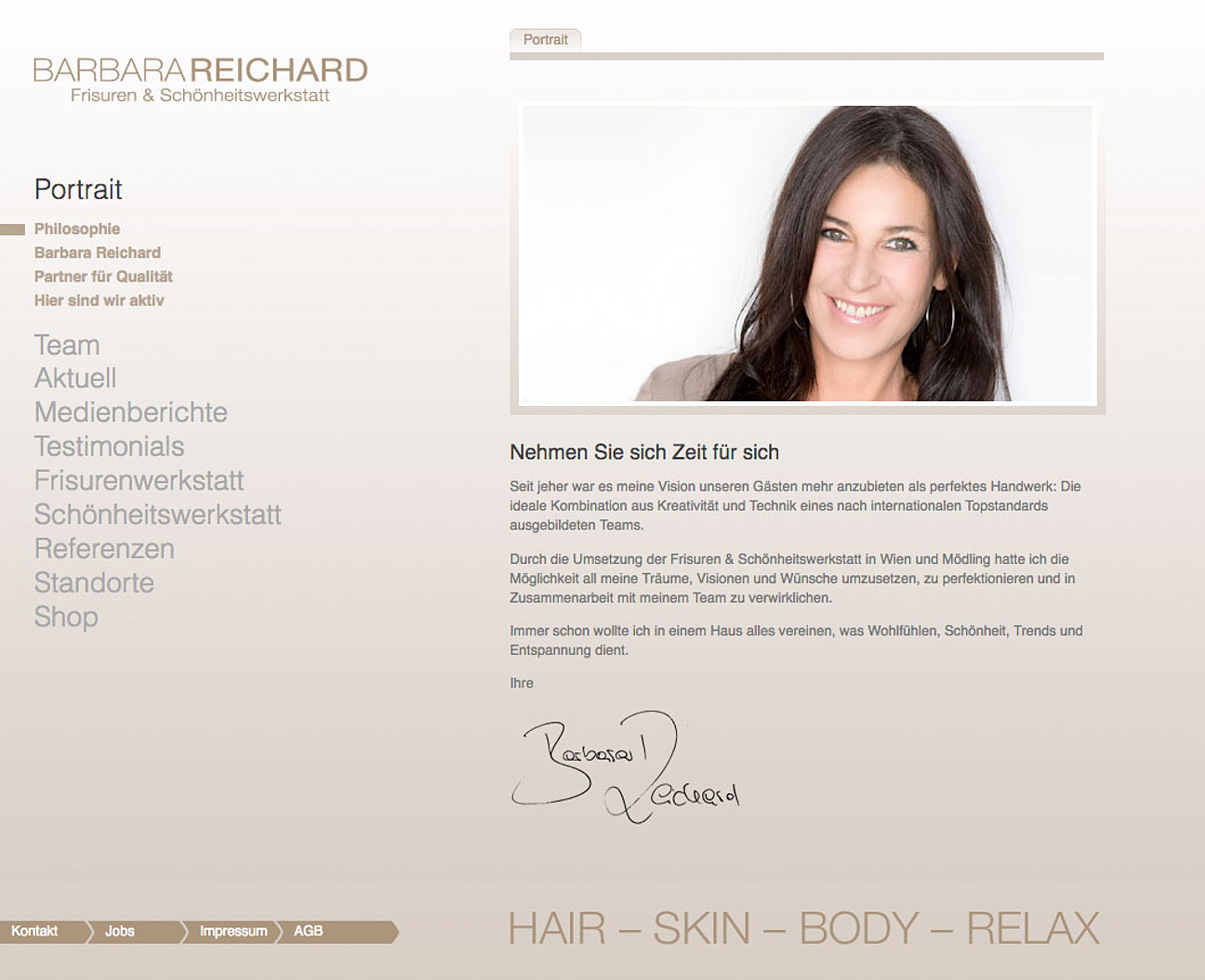 Screenshot: Website Frisurenwerkstatt – Startseite