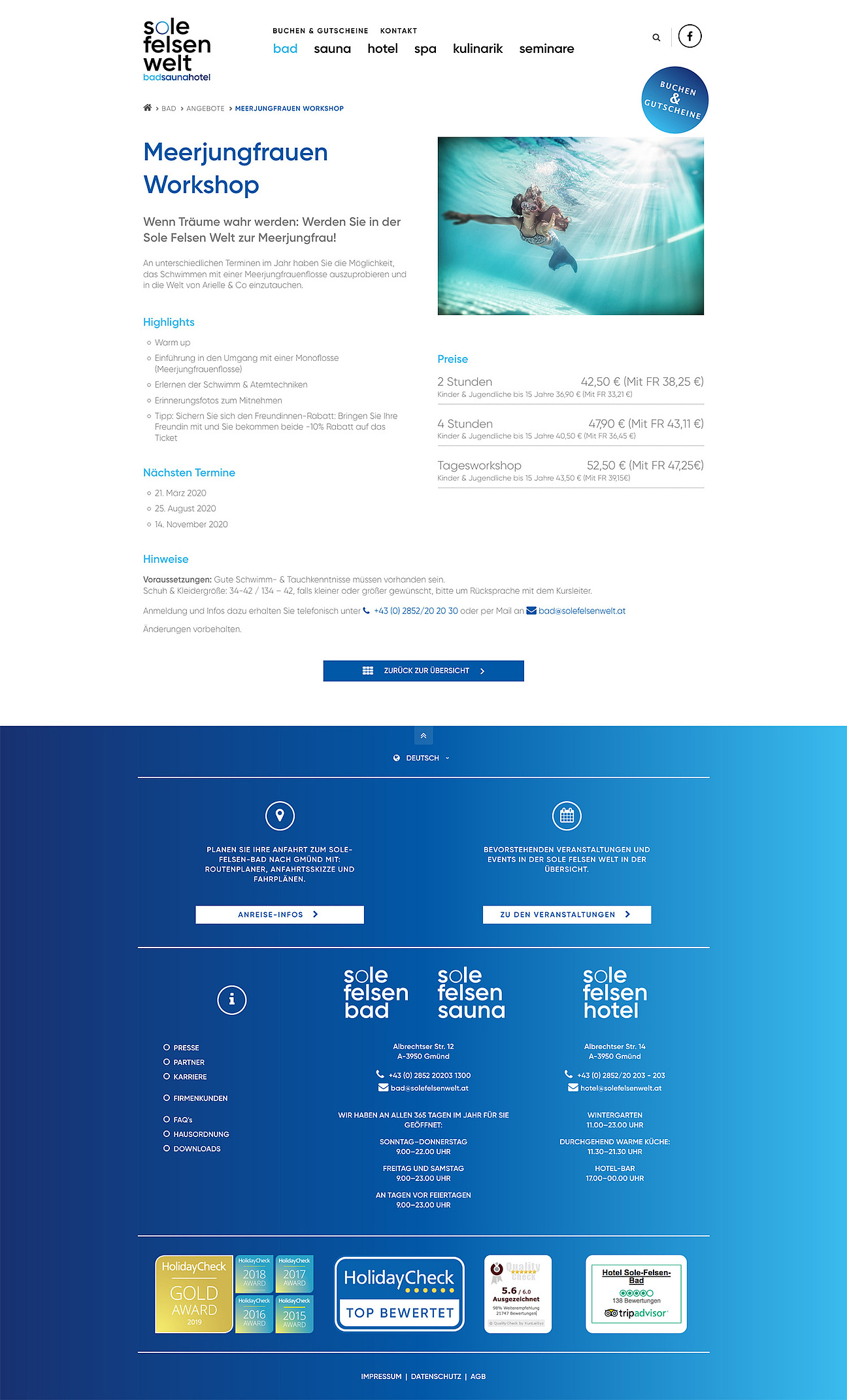 Screenshot: Sole Felsenwelt - Detailseite